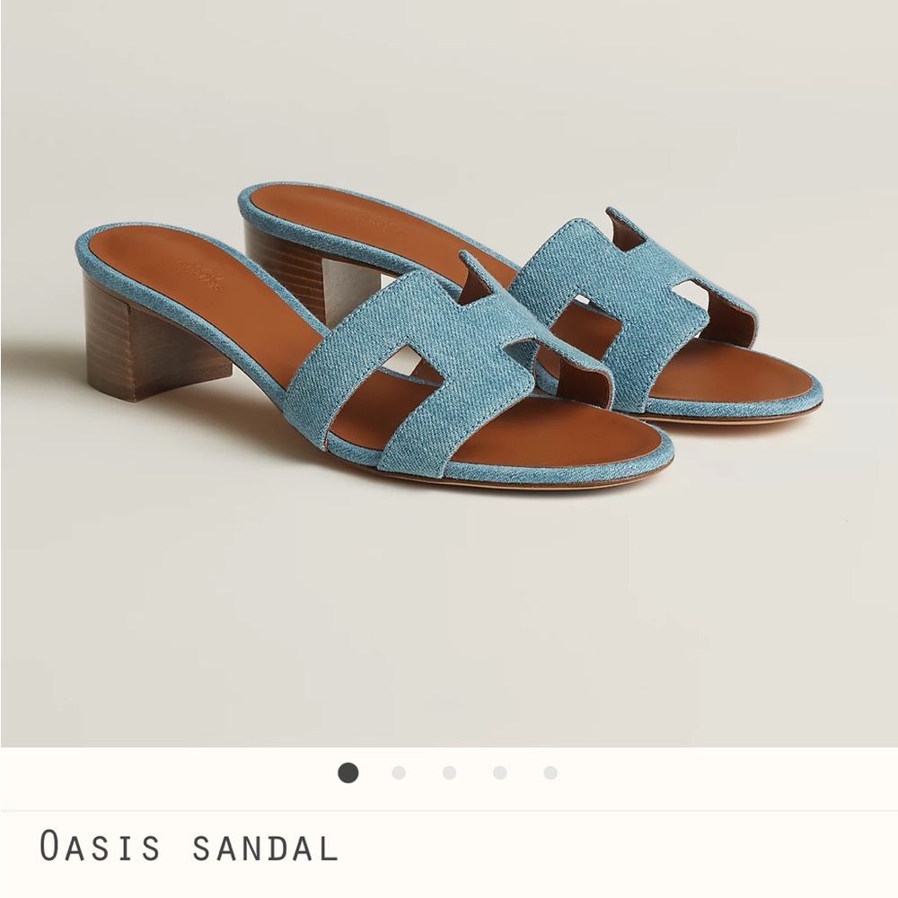 Authentic！Hermes Denim Oasis Sandals